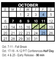 District School Academic Calendar for Stetson Hills Elementary for October 2024