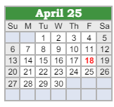 District School Academic Calendar for Northeast In Spec Ed Coop for April 2025