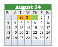 District School Academic Calendar for Northeast In Spec Ed Coop for August 2024