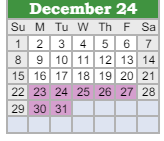 District School Academic Calendar for Northeast In Spec Ed Coop for December 2024