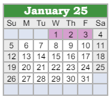 District School Academic Calendar for Northeast In Spec Ed Coop for January 2025