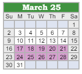 District School Academic Calendar for Northeast In Spec Ed Coop for March 2025