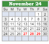 District School Academic Calendar for Northeast In Spec Ed Coop for November 2024