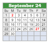 District School Academic Calendar for Northeast In Spec Ed Coop for September 2024