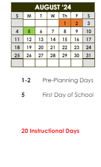 District School Academic Calendar for Atherton Elementary School for August 2024