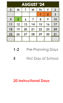 District School Academic Calendar for Fyffe High School for August 2024