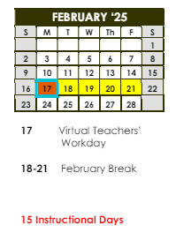 District School Academic Calendar for Fyffe High School for February 2025