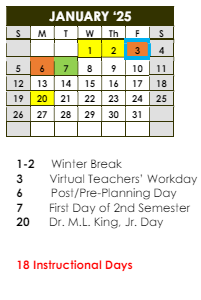 District School Academic Calendar for Hawthorne Elementary School for January 2025
