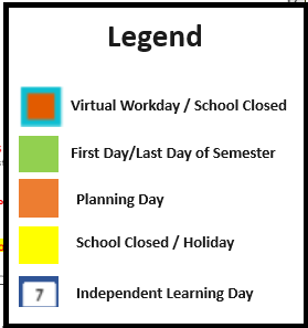 District School Academic Calendar Legend for Rockbridge Elementary School