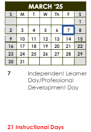 District School Academic Calendar for Sky Haven Elementary School for March 2025