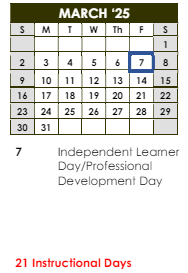 District School Academic Calendar for Dekalb Truancy School for March 2025