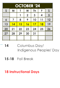 District School Academic Calendar for Hooper Alexander Elementary School for October 2024