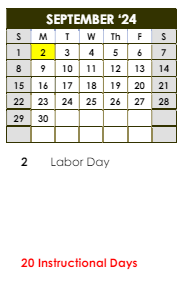 District School Academic Calendar for Clarkston High School for September 2024