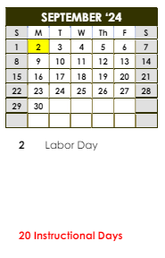 District School Academic Calendar for Fyffe High School for September 2024