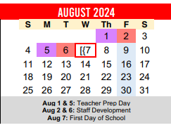 District School Academic Calendar for Del Valle Opportunity Ctr for August 2024