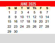 District School Academic Calendar for Travis Co J J A E P for June 2025