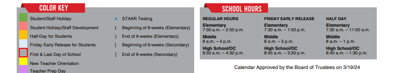 District School Academic Calendar Key for Travis Co J J A E P