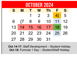 District School Academic Calendar for Popham Elementary for October 2024