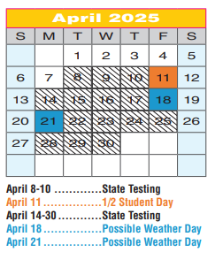 District School Academic Calendar for Blanton Elementary for April 2025