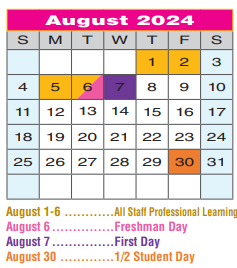 District School Academic Calendar for Borman Elementary for August 2024