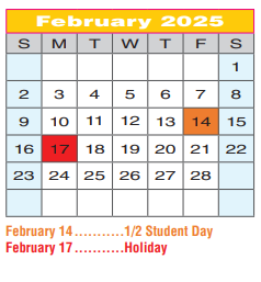 District School Academic Calendar for Joe Dale Sparks Campus for February 2025