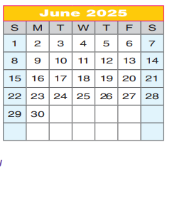 District School Academic Calendar for Eugenia Porter Rayzor Elementary for June 2025