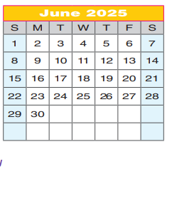 District School Academic Calendar for Denton Co J J A E P for June 2025