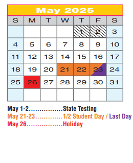 District School Academic Calendar for Eugenia Porter Rayzor Elementary for May 2025