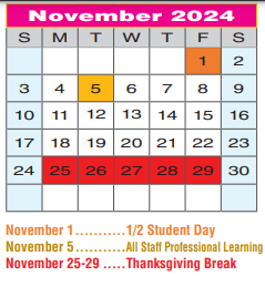 District School Academic Calendar for Houston Elementary for November 2024