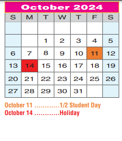 District School Academic Calendar for Community Ed for October 2024
