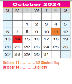 District School Academic Calendar for Newton Rayzor Elementary for October 2024