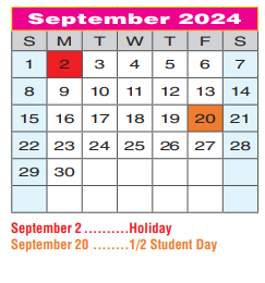 District School Academic Calendar for Joe Dale Sparks Campus for September 2024
