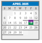 District School Academic Calendar for Colfax Elementary School for April 2025
