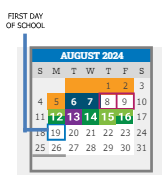 District School Academic Calendar for Grant Middle School for August 2024