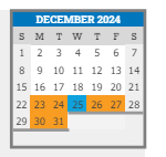 District School Academic Calendar for Pitt-waller K-8 School for December 2024