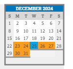 District School Academic Calendar for Wyman Elementary School for December 2024