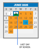 District School Academic Calendar for P.S.1 Charter School for June 2025