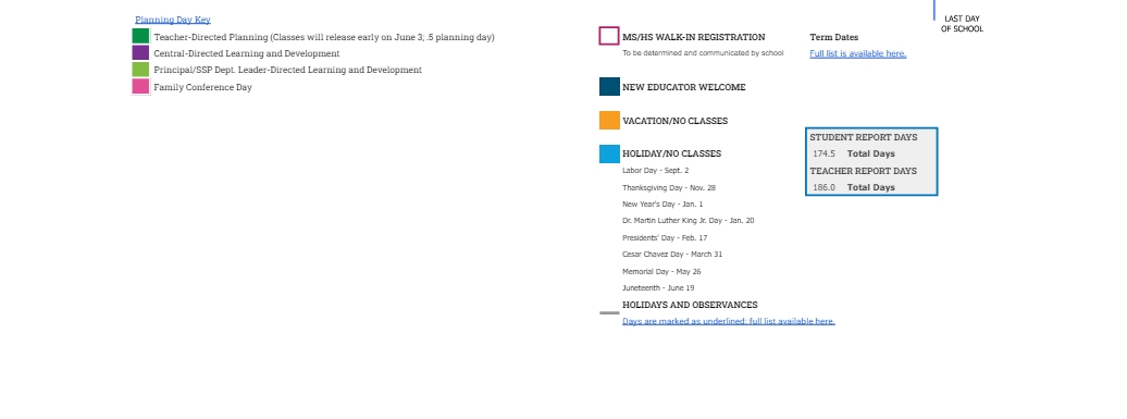 District School Academic Calendar Key for Holm Elementary School