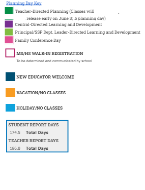 District School Academic Calendar Legend for Connections Academy