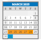 District School Academic Calendar for Smedley Elementary School for March 2025