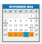 District School Academic Calendar for Contemporary Learning Academy High School for November 2024