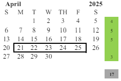 District School Academic Calendar for Indio High for April 2025