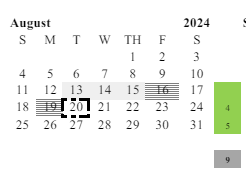 District School Academic Calendar for Eisenhower (dwight) Elementary for August 2024
