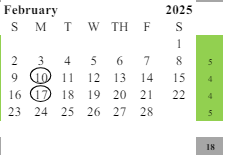 District School Academic Calendar for La Quinta High for February 2025