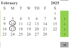 District School Academic Calendar for Van Buren (martin) Elementary for February 2025