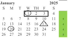 District School Academic Calendar for Roosevelt (theodore) Elementary for January 2025