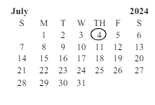District School Academic Calendar for Van Buren (martin) Elementary for July 2024