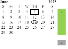 District School Academic Calendar for George Washington Charter for June 2025