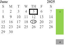 District School Academic Calendar for Jackson (andrew) Elementary for June 2025