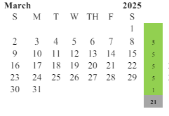 District School Academic Calendar for Carrillo Ranch Elementary for March 2025